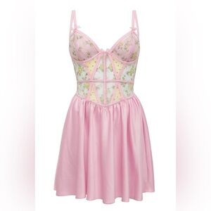 Pink and Yellow Floral Chemise with Bustier Top